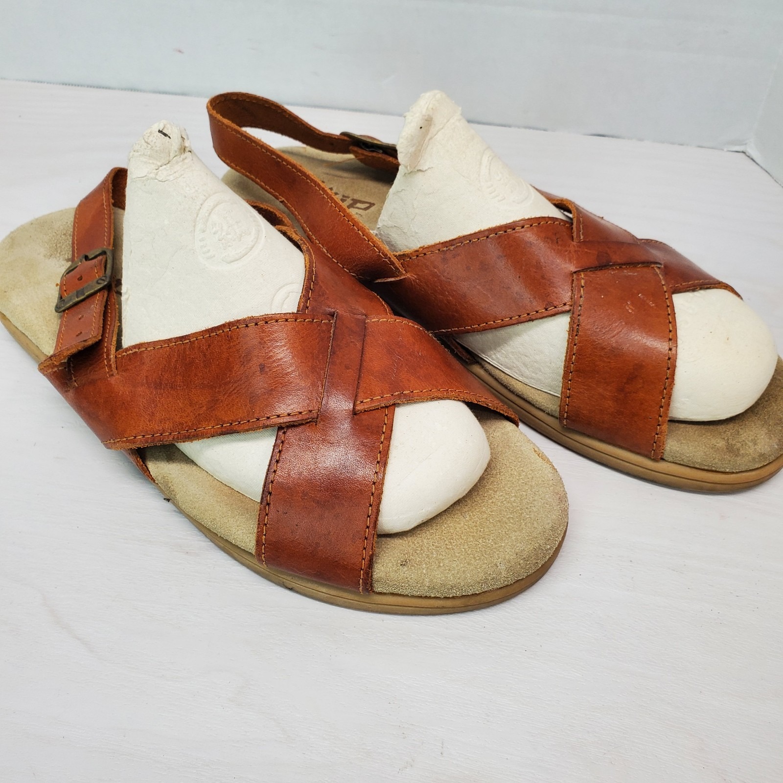 Quip Brown Leather Sandals Women 10 M Boho Lagen Look Minimalist Retro Look — image 4 of 8
